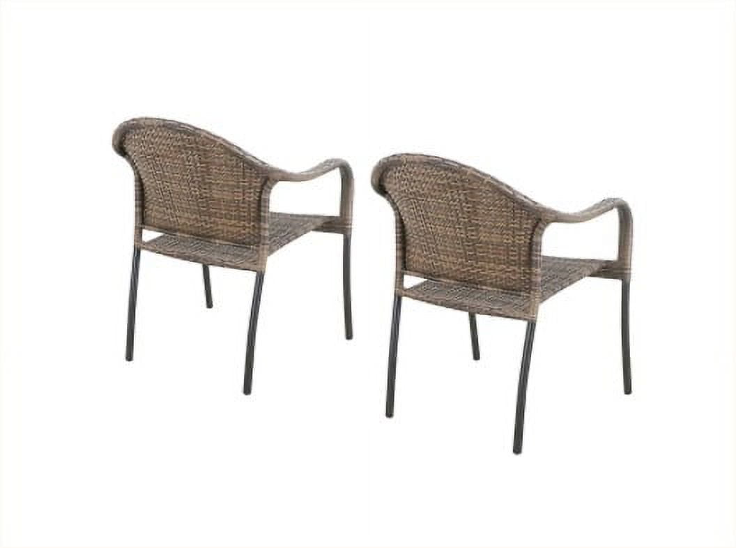 Barrington Wicker Stackable Patio Chairs in Natural Brown Set of