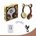 thumbnail image 3 of SHARE SUNSHINE Wired/Bluetooth Headphones Light-emitting Foldable Cartoon for Kids(Brown), 3 of 5