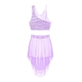 thumbnail image 4 of iEFiEL Big Girls Lyrical Ballet Leotard Tutu Dress Sequins Crop Top with Skirt Purple 8, 4 of 5