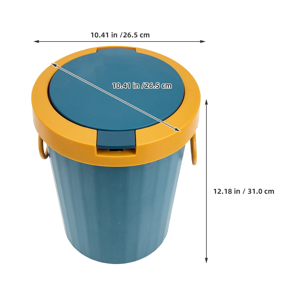 IBASETOY Plastic Wastebasket with Lid Small Household Trash Can for Bedroom Bathroom