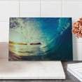 thumbnail image 2 of Ocean Cutting Board, Sunrise on Waves Surfer Perspective Surreal Coastal Sports Lifestyle Scene, Decorative Tempered Glass Cutting and Serving Board, Small Size, Pale Mauve and Blue, by Ambesonne, 2 of 5