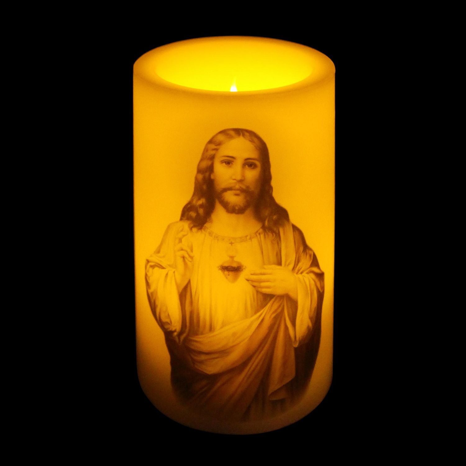 Mainstays 5" Unscented LED Wax Pillar Candle - Sacred Heart