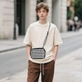 thumbnail image 6 of FORMRS Mini Crossbody Bag for Women Adjustable Rope Shoulder Casual Phone Purse, Black and White Geometric, 6 of 7