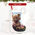 thumbnail image 4 of Daiia Romantic Floral Bear Print Christmas Stocking，18"Large Knitted Xmas Stocking for Kids, Family Stocking for Fireplace Christmas Holiday Party Decoration, 4 of 7