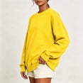 thumbnail image 2 of DISKEBUISS Women's Crew Neck Sweatshirt Long Sleeve Oversized Pullover Top for Fall Winter Casual Solid Shirt, 2 of 6