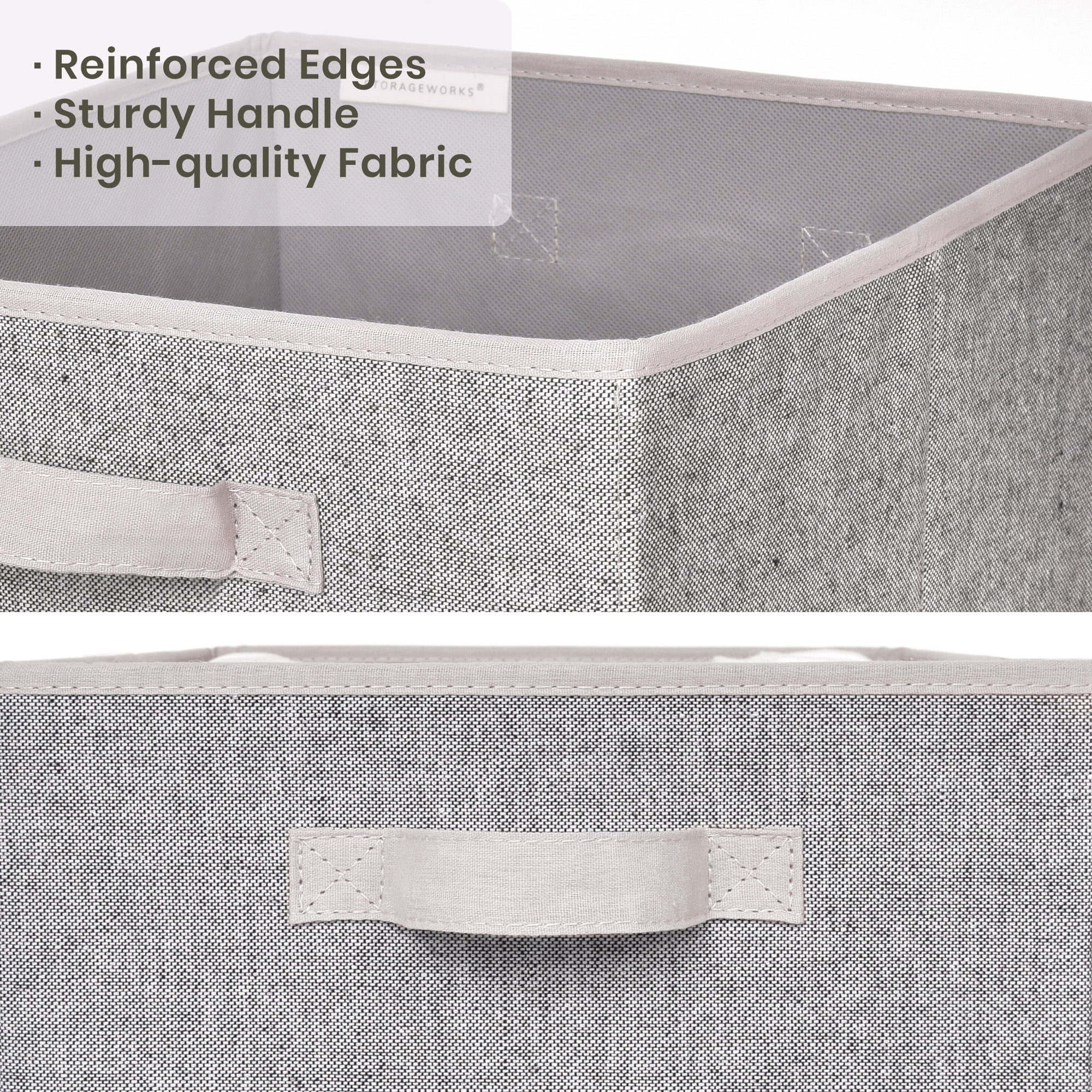 Foldable Fabric Storage Bins with Handle, Collapsible Storage Boxes for Closet&Shelf, 3-Pack, Gray, Large, 12.4"x11.6"x8.1"
