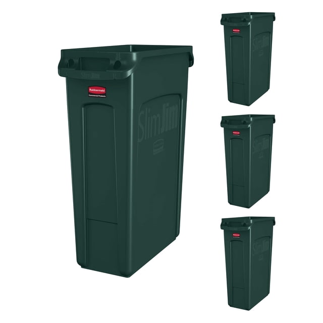 Bote de basura Rubbermaid Commercial Slim Jim, 23 L, verde (paquete de 4)
