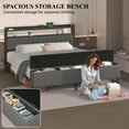 thumbnail image 6 of Bed Frame King Size with Starry Sky Lights and Charging Station, Upholstered Platform Bed with Storage Ottoman, Gray, 6 of 9