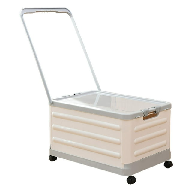 jifeng Bac de Rangement avec Roues et Poignée Caisse Roulante Pliable Organisateur de Garde-Robe avec Gris Blanc