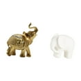 thumbnail image 5 of Dualoai Resin Ceramic Elephant Statue Animal Sculpture Decorative Figurine Ornament for Shelf Bedroom Desk Home Decoration with Nonslip Pads Collectible Figure Collection for Bookshelf Tabletop, 5 of 8