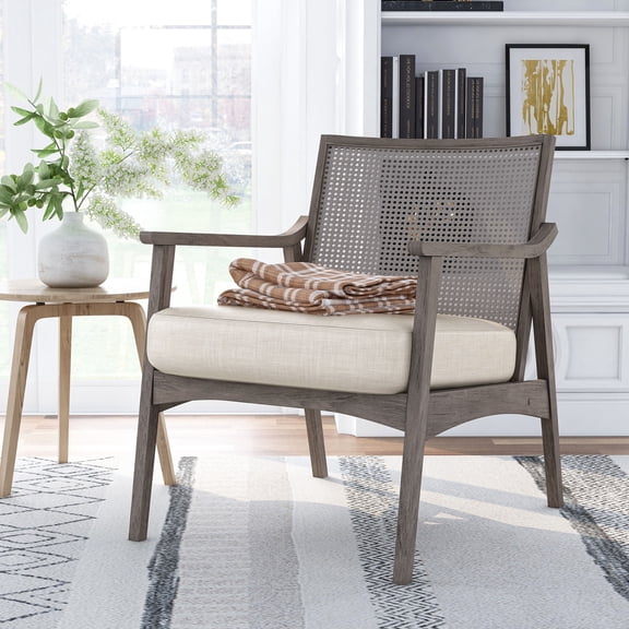Furniture of America Averill Wood Cushioned Accent Chair in Gray Wash