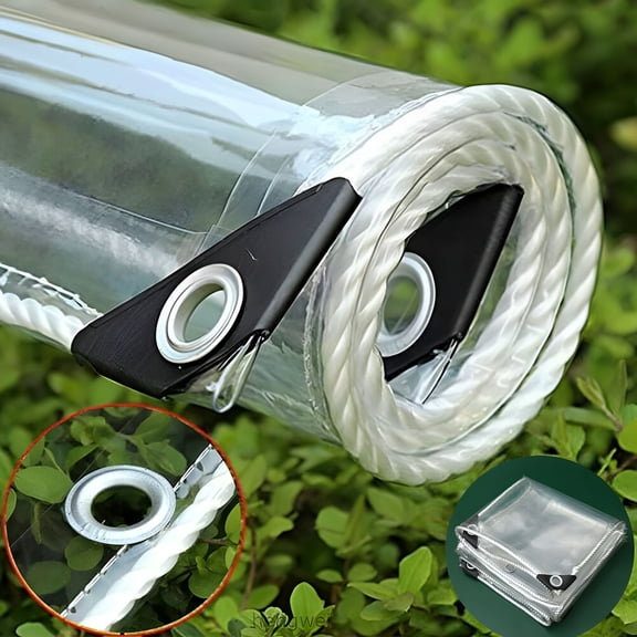 MISSMILE Clear PVC Vinyl Tarp Clear Tarp, Waterproof Heavy Duty Outdoor Grommet Raincover Tarpaulin for Patio Enclosure, Camping, Porch Canopy, 6.6x9.8ft