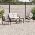 thumbnail image 1 of vidaXL 4 Piece Garden Sofa Set with Cushions Brown Poly Rattan, 1 of 5