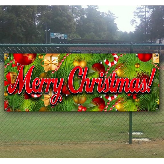 Merry Christmas 3 13 oz Vinyl Banner With Metal Grommets
