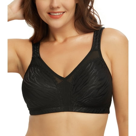 

Exclare Women s Minimizer Bras Comfort Non Padded Full Figure Large Busts Wirefree Plus Size Bra(Black 42G)