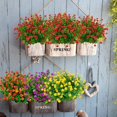 thumbnail image 7 of Zukuco 4PCS Outdoor Artificial Fake Flowers No Fade UV Resistant Faux Plastic Plants for Hanging Planter Patio Yard Wedding Indoor Home Farmhouse Décor (Orange Red), 7 of 7