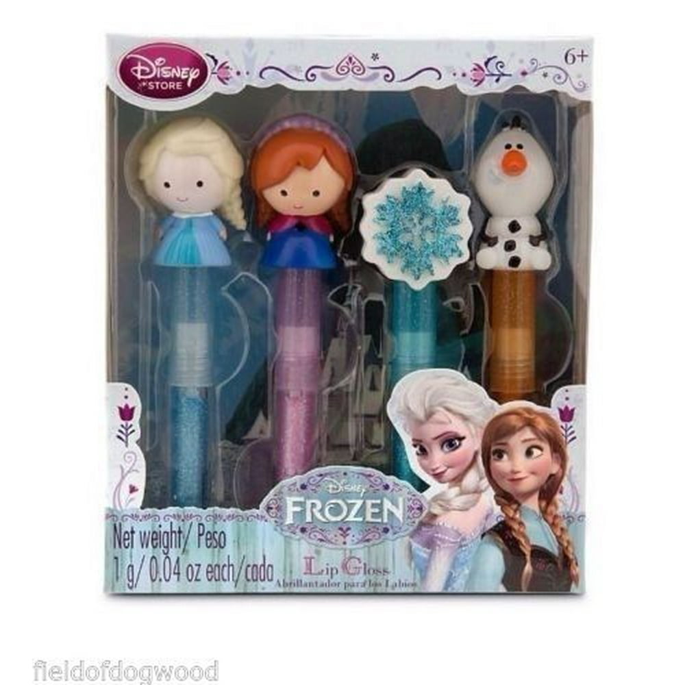 DISNEY STORE FROZEN LIP GLOSS LIPSTICK MAKE UP ELSA OLAF ANNA SET OF 4