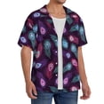 thumbnail image 2 of KLL Peacock Feathers3 Print Men's Shirt Short Sleeve Button Down Summer Cuba Beach Shirts- 3X-Large, 2 of 5