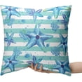 thumbnail image 2 of Blue Seashells Pillow Covers 20x20 Coastal Beach Themed Decorative Pillow Covers Summer Ocean Cushion Covers Set of 2 for Outdoor Sofa Home Decor Living Room, 2 of 6