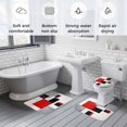 thumbnail image 6 of Black Red Square Bathroom Rugs Set Geometric Abstract Non Slip Absorbent Soft Bath Mats 3 Piece Set with Bathroom Rug, U-Shaped Floor Mat, Toilet Seat Cover Small Size, 6 of 9