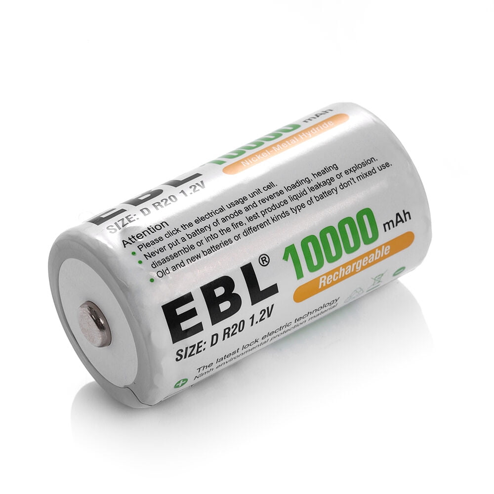 EBL D Cell Batteries 10,000mAh Ni-MH Rechargeable 1.2V (8-Pack) with Smart Battery Charger for C D AA AAA 9V Ni-MH Ni-CD Rechargeable Batteries with Discharge Function & LCD Display