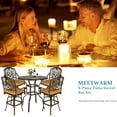 thumbnail image 4 of MEETWARM 5-Piece Patio Swivel Bar Set, All-Weather Cast Aluminum Outdoor High Bar Stool Bistro Set for Backyard Garden with 4 Cushions Bar Chairs with Footrest and 38.5" Bar Table, 2" Umbrella Hole, 4 of 8