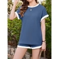 thumbnail image 5 of Weardear Maternity Outfits Set 2 Piece Matching Sets Waffle Knit Raglan Short Sleeve Tops and Shorts with Pockets Casual Pregnancy Loungewear, 5 of 6