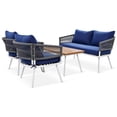 thumbnail image 5 of Rope Patio Outdoor Furniture Set 4 Pieces Patio Metal Conversation Sets Patio Sectional Sofa Set with Deep Seating & Thick Cushion(Blue), 5 of 9