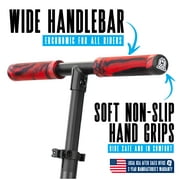 Folding Commuter Kick Scooter for Adults and Teens – Adjustable Handlebar – Big 200mm Wheels – Lightweight Durable Frame – Madd Gear Red Kruzer 200