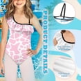 thumbnail image 6 of Uorisanigo Girls Swimsuit One Piece Size 3-4 Pink Cow Print Ruffle Bathing Suit Adjustable Strap Summer Beach Vacation Swimwear, 6 of 7