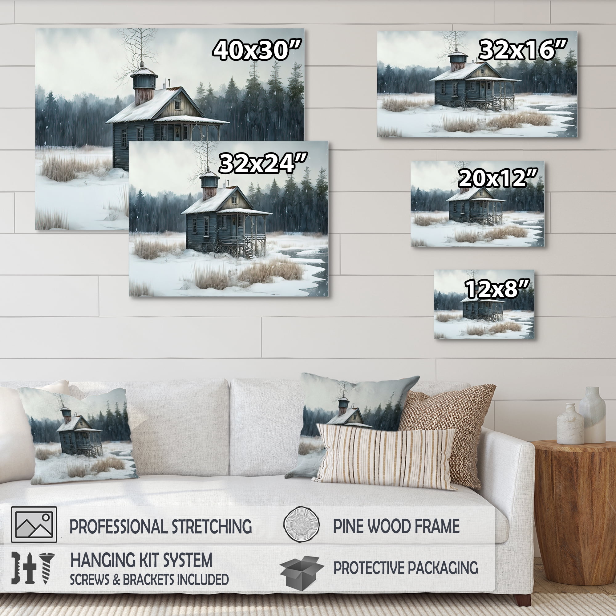 Designart Fishing House By The Lake II Canvas Wall Art