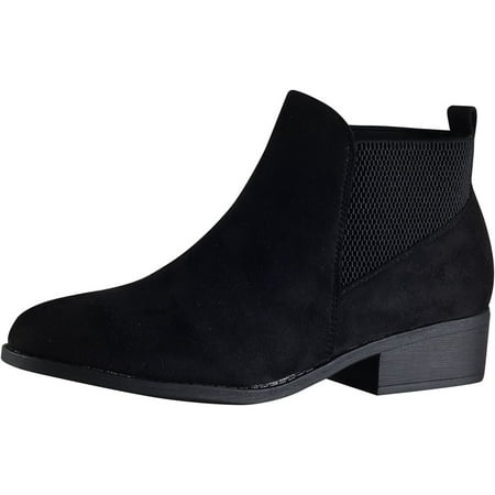 

QUIETTCEX Womens Eve-01 Two Tone Pull On Ankle BootieBlack65