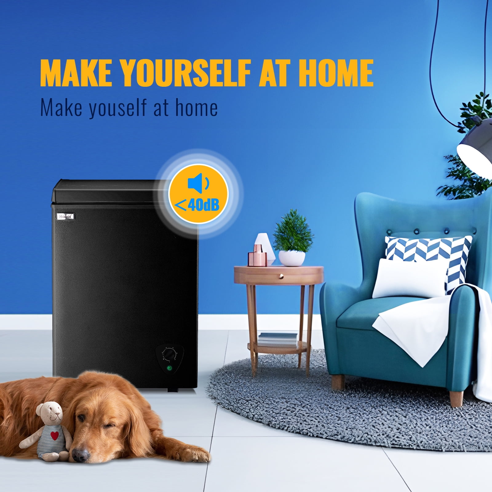 WANAI 3.5 Cu.ft Compact Freezer, Fast Cooling, Top Door Design, Energy-Efficient Deep Freezer Black