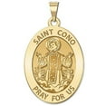 thumbnail image 2 of Saint Cono OVAL Religious Medal - 2/3 X 3/4 Inch Size of Nickel, Solid 14K White Gold, 2 of 4