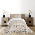 thumbnail image 4 of Ambesonne Cartoon Quilted Bedspread Set 2 Pcs, Bike Heart and Dots, Twin Size, Beige and White, 4 of 5