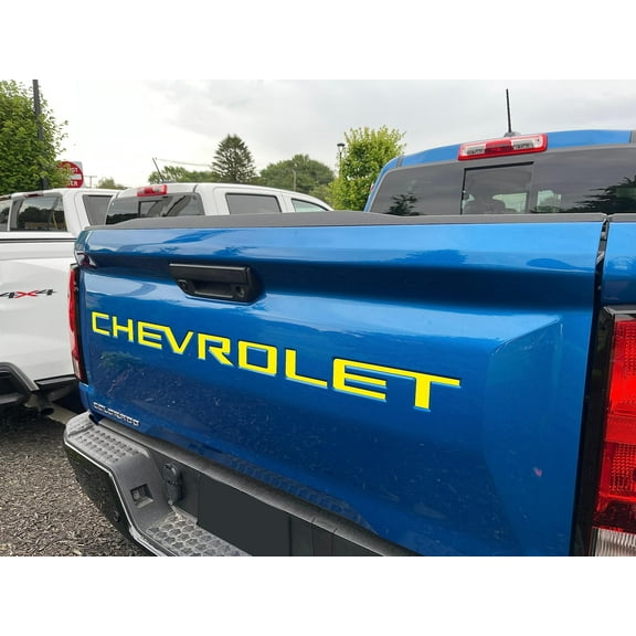 Inifinite supply Truck Tailgate letters 2023-2024 Compatible with Colorado Rear Tailgate Letter Inserts in 1/16" w/Adhesive Yellow