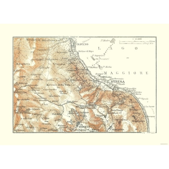 Historic Map - Stresa Region Italy - Baedeker 1921 - 31.97 x 23 - Vintage Wall Art