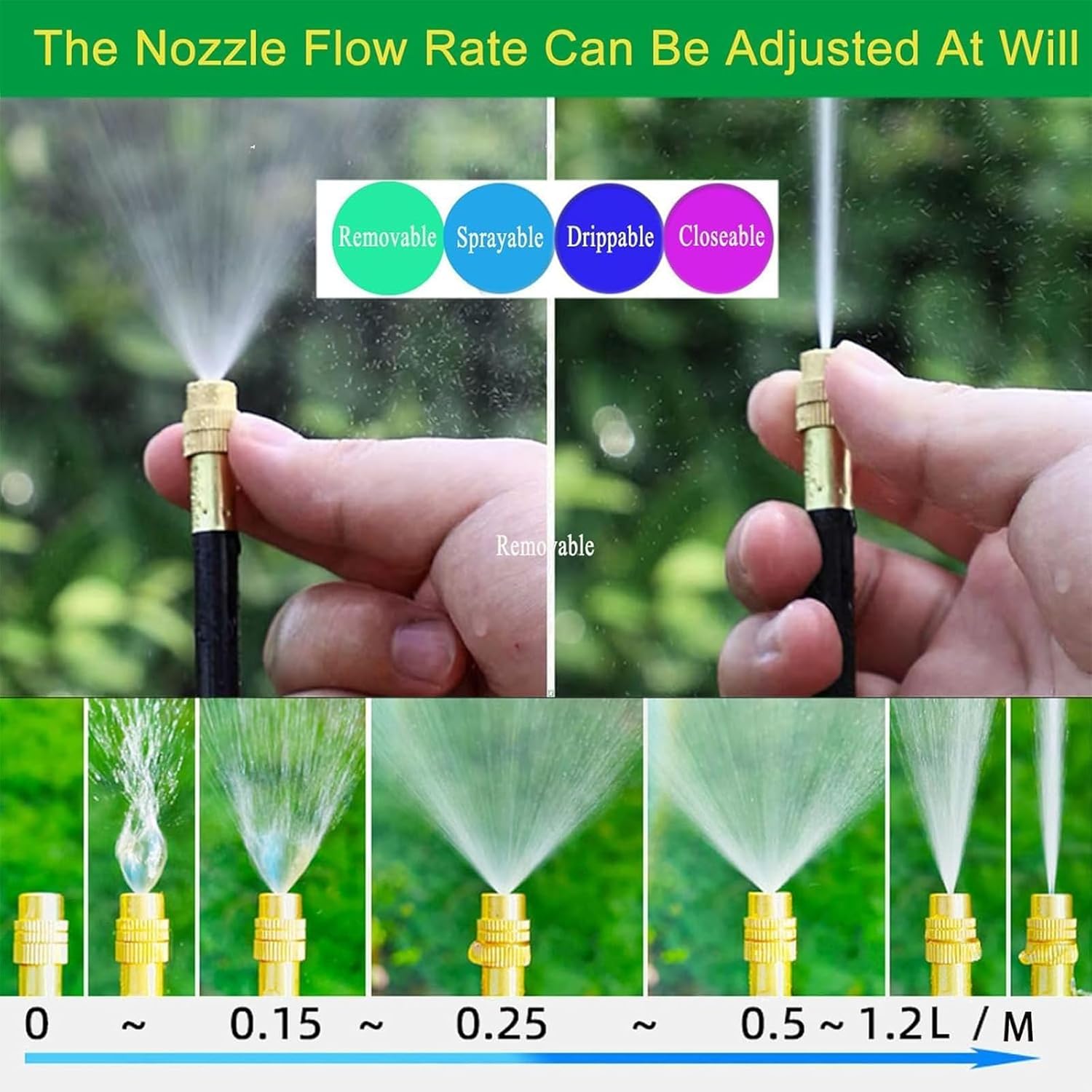 Joyeloo Irrigation, EverGlowly Watering System, 360° Curved Garden Automatic Irrigation System with Adjustable Brass Spray Heads & Timer, Watering System for Potted Plants/Gardens (49.21 ft)