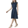 thumbnail image 5 of MODA NOVA Juniors Wear to Work Ruffled Sleeve Button Down Belted Knee Length Shirt Dress, 5 of 6