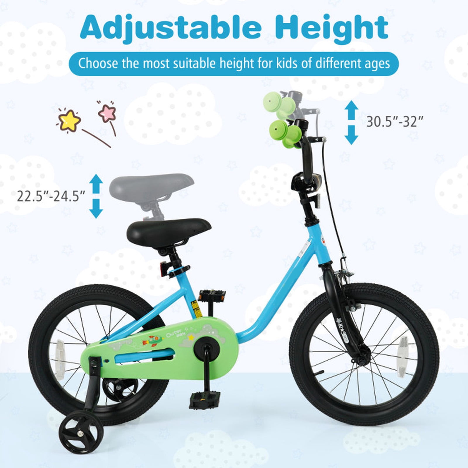 Redsmile Kids Bike 12 Inch for 3-4 Years Old Boys and Girls, Toddler Bicycle with Adjustable Handlebar and Seat, Height-Adjustable Beginner Bike for Kids 31.5"-41.3" Tall, 110 lb Capacity, Blue