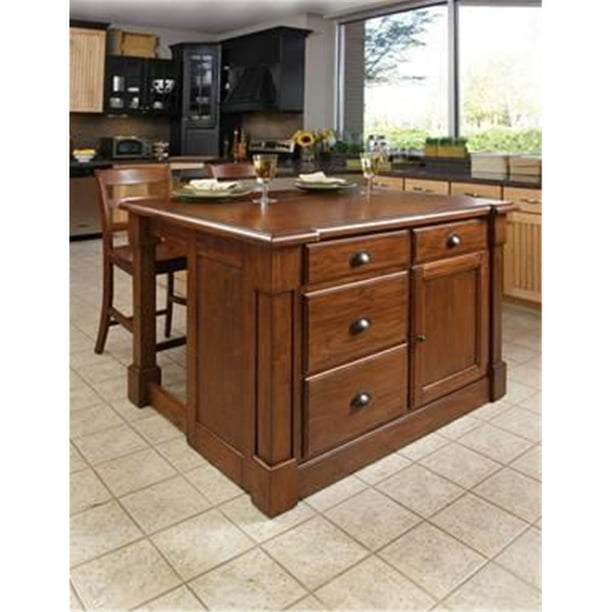 Aspen Rustic Cherry Kitchen Island And, Santiago Kitchen Island With Seating