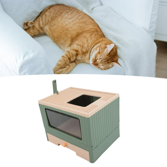 Enclosed Litter Box, Drawer Type Large Covered Kitty Litter Pan Top Entry Front Door Cat Litter Tray for Adult Cat Kitten