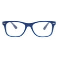 thumbnail image 2 of Matte Rubberized Hipster Horn Rim Spring Hinge Reading Glasses Blue +1.25, 2 of 3