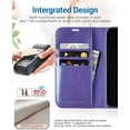 thumbnail image 3 of iPhone 13 Pro Case, PU Leather iPhone 13 Pro 5G Case[Card Holder][Kickstand] [TPU Inner Shell][RFID Blocking] Flip Phone Cover Compatible for 6.1 Inch iPhone 13 Pro -Black - 3 Rear Cameras (Purple), 3 of 7