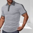 thumbnail image 2 of hoksml Men's Athletic T Shirt Summer Casual Loose Color Blocked Pearl Cotton Small Twill Short Sleeve Solid Color Collared Polos Plus Size Top Elastic Cuffs, 2 of 6