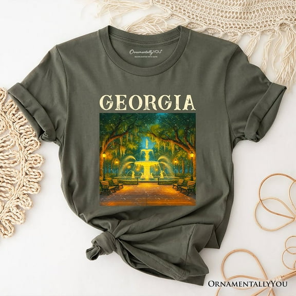 Charming Georgia State Forsyth Park T-Shirt, Savannah Landmark Tee and Southern Travel Souvenir
