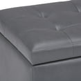 thumbnail image 2 of Simpli Home Cosmopolitan 34 inch Wide Transitional Storage Ottoman in Stone Grey Vegan Leather, 2 of 12