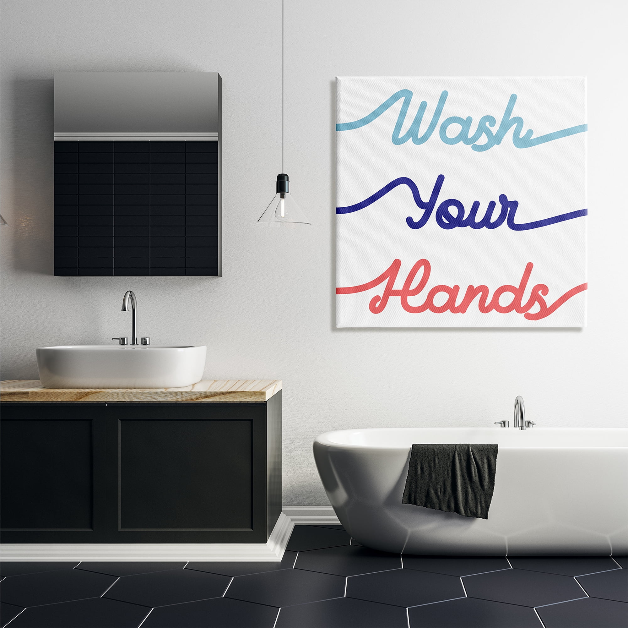 Stupell Industries Wash Your Hands Children's Bathroom Typography Typography Painting Gallery Wrapped Canvas Print Wall Art, 36 x 36