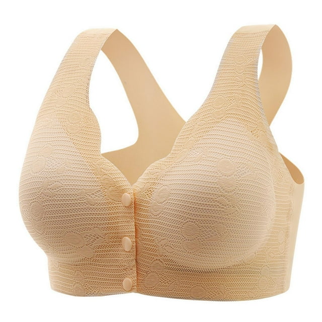 AherBiu Racerback Bras for Women Front Closure Button Comfort No Underwire Bras High Support Smoothing Bralettes