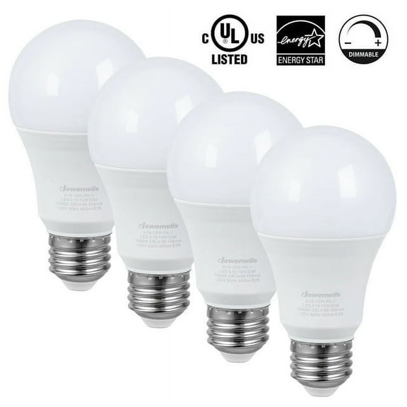 DEWENWILS Dimmable LED Light Bulbs Daylight, 60W Equivalent 5000K 800 Lumen 10 Watt E26 Base, UL Listed 4-Pack